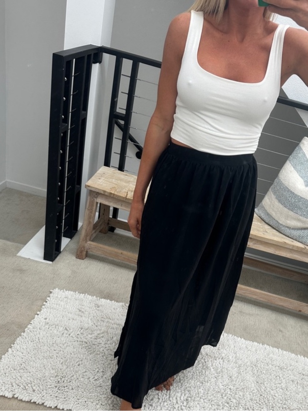 High Waisted Flowy black midi  Black Skirt